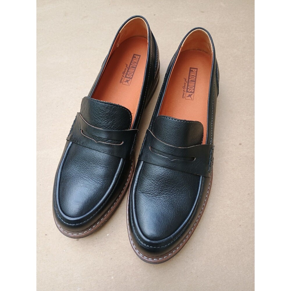Pikolinos Women's Aldaya Leather Penny Loafers Sz EU 42 US Sz 11 Black